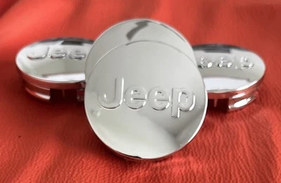 4x 63mm Jeep Gloss Silver Wheel Center Caps Fits Grand Cherokee Wrangler Compass - Image 1 of 4