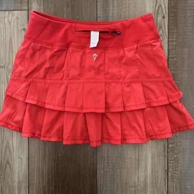 Ivivva by Lululemon Red  Ruffle Pleated Skirt Skort Shorts Lined Girls 12 - Image 1 of 3