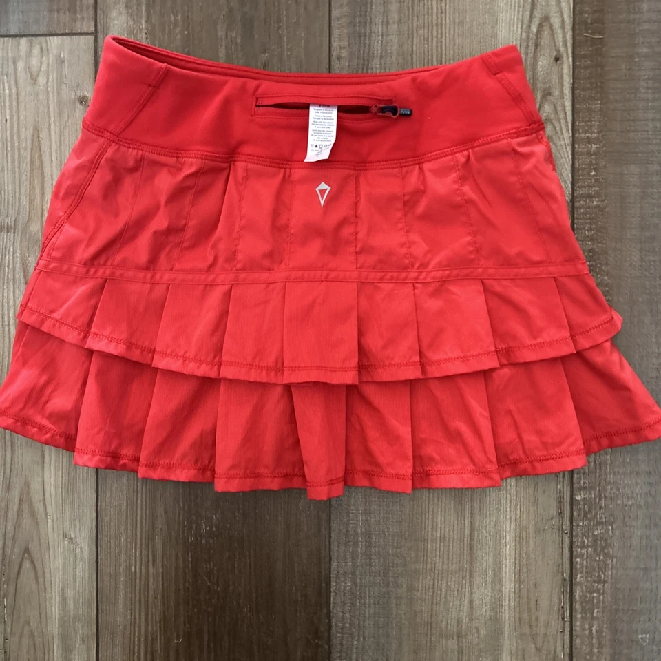 Ivivva by Lululemon Rojo Volantes Plisado Falda Skort Pantalones Cortos Forrados Niñas 12 Foto 1 de 3