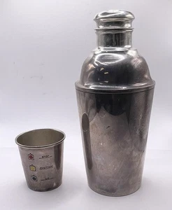 Sterling Silver Poole Cocktail Shake w/ Alvin Sterling Silver Shot Measure Glass - Picture 1 of 16