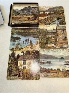 Clover Leaf Cork Backed Table Mats Set Of 6 UK Lake District MCM - Picture 1 of 8