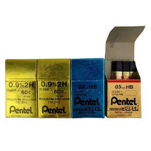 Lot of 4 Pentel Refill Lead (2) 0.9mm REGULAR fine #50 2H (1) 0.7mm HB (1) 0.5mm - Picture 1 of 5