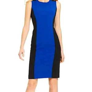 Calvin Klein “atk" Sleeveless Blue/Black colorblock womens sheath Dress Size 6P - Picture 1 of 3