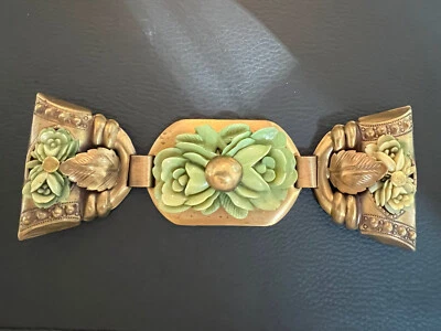 Vintage Art Deco Carved Bakelite Rose Belt Buckle - Image 1 of 4