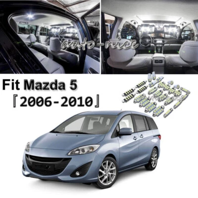 Kit de paquete de 8 bombillas blancas brillantes para Mazda 5 2006-2010 LED interiores Foto 1 de 4