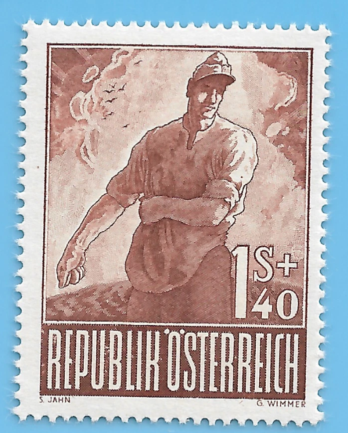 Austria 1947 WW2 POW Prisoner 1s+40 Stamp MNH Post WW2 Sc# B218 - Image 1 of 1