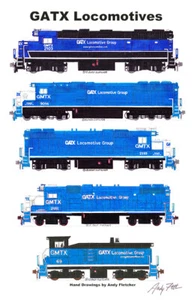 GATX Lokomotiven 11"x17" Poster von Andy Fletcher signiert - Bild 1 von 1