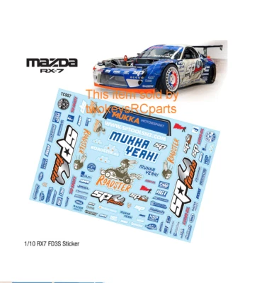 Mukka Yeah Sticker Set for Mazda RX7 FD3S 1:10th scale RC drift car. - Image 1 of 3