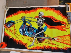 VINTAGE 1980 WHEELS ON FIRE SKELETON BLACKLIGHT POSTER SCORPIO 35x23" - Picture 1 of 10