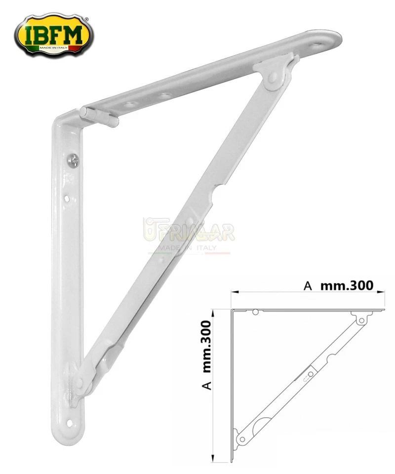 REGGIMENSOLA PIEGHEVOLE 300x300 COPPIA SUPPORTI MENSOLA RIPIANI LEGNO STAFFA  - Immagine 1 di 1