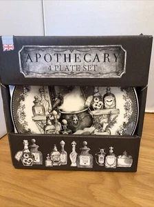 Eaton Spooky Apothecary Halloween Plates Set of 4 NIB CAT Skeleton WITCH ✅✅ - Picture 1 of 8