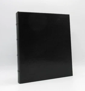 Photo Album 8x9 Ring Binder Leather Cover 72 Clear Pockets Graphic Image Black - Picture 1 of 7