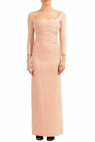 Maxi abito donna Dsquared2 lana rosa pesca manica a 3 4 US XS IT 38