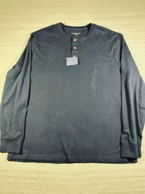 Croft & Barrow Mens Sz XL Shirt Long Sleeve Gray 1/4 Button Front Black NWT #298 - Image 1 of 4