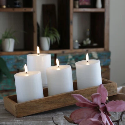 LED Kerzenset THEA Adventskerzen H: 10cm mit Batterien/Fernb. 4er Set weiß - Bild 1 von 4