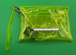 A Rare NWT BCBG Max Azira Green Neon Transparent Plastic Small Clutch Wristlet - Picture 1 of 2