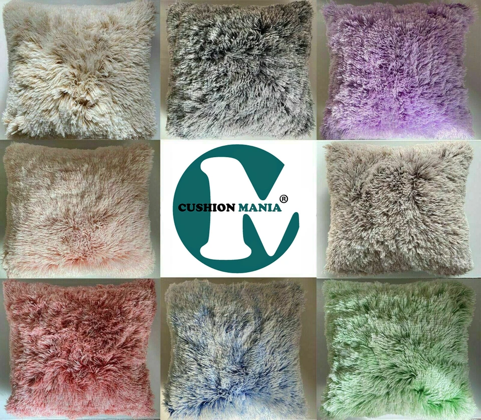 Super Soft Large Cuddly 2 TONE Faux Fur Fluffy Throws Cushions or Covers - Image 1 of 2