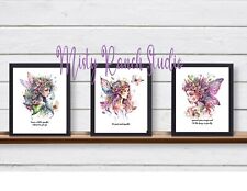 Set of 3 Beautiful Magical Fairies UNFRAMED Fairy Wall Art Prints Encouraging