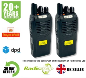 HYT TC700 VHF 5 WATT WALKIE-TALKIE TWO WAY RADIOS x 2 *FREE EARPIECES* - Picture 1 of 12