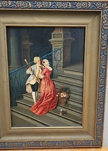 Oil Painting - Couple with wood frame m6 - Bild 1 von 4