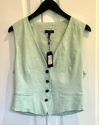 NWT Rag & Bone size 14 Priya mint green linen blend women's vest $275 - Image 1 of 2