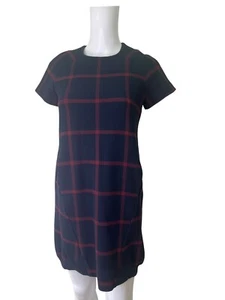 ZARA Shift Dress Size XS Navy & red Check Knit Zip Womens NEW EU36 RRP £25.99 - Picture 1 of 12