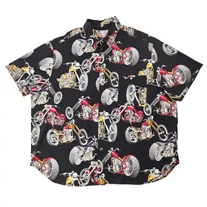 Nueva Camisa Chopper Vintage Abotonada Manga Corta Hombres Motocicleta Hotrod Negra 5XL - Imagen 1 de 9