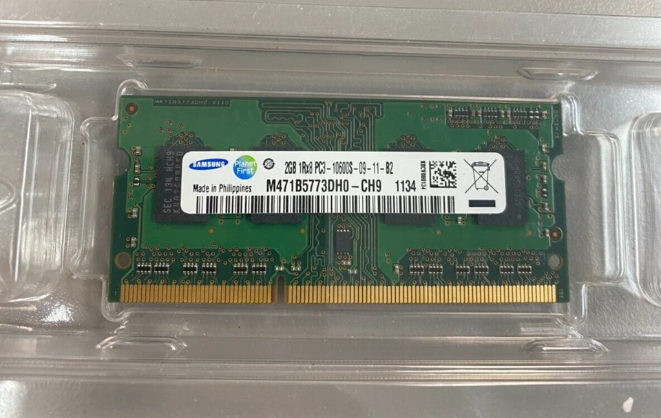 Samsung 2GB DDR3 Memory SO-DIMM 204pin 1Rx8 PC3-10600S 1333MHz - Image 1 of 1