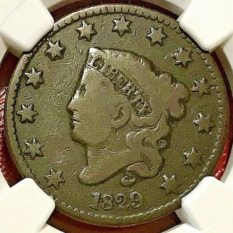 1829 CORONET HEAD LARGE CENT NGC VG Cover