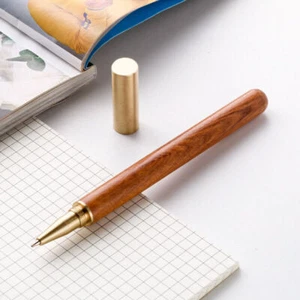Custom Made Logo Retro Solid Brass RoseWood Craft Pen Ball Point Pen EDC Gift - Picture 1 of 7