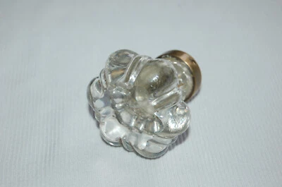 ANCIEN BOUTON DE PORTE DE MEUBLE TIROIR en CRISTAL /VERRE POIGNÉE ANCIENNE - Photo 1/3