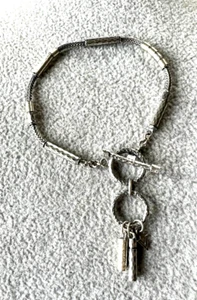 Silpada bracelet 925 Sterling silver satin brushed charms toggle 7.5" L - Picture 1 of 7