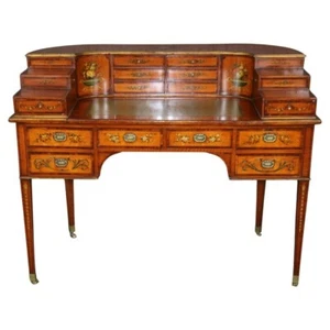 Fine Quality Paint Decorated English Adams Satinwood Carlton House Desk - Picture 1 of 20