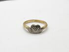 ANTIQUE SOLID 18ct GOLD DIAMOND SET LOVE HEART FRONT LADIES RING SIZE M