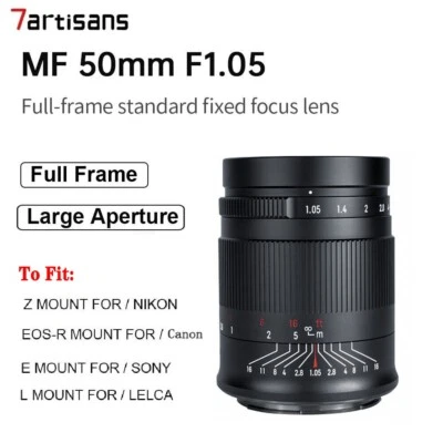 7artisans 50mm F1.05 Full Frame Portrait Lens Fr Sony E Canon RF Nikon Z L Mount - Image 1 of 4