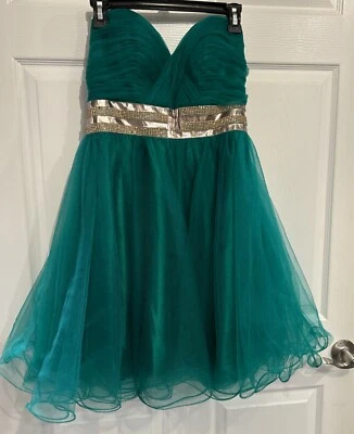 RIVA SIN TIRANTES Verde Bling Cóctel Formal Fiesta Baile de graduación Talla 10 Original $159NUEVO CON ETIQUETAS Foto 1 de 4