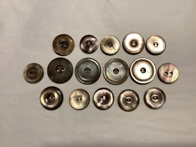 "Antiguo lote vintage de 16 botones redondos concha de perlas iridiscentes 1/2""- 3/4""" Foto 1 de 4