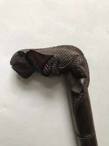 High Quality Iguana Carved Handle Dark Wood  Cane/ Walking Stick 38.5" - Picture 1 of 10