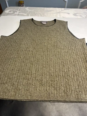 Kenar 100% Cashmere Sleeveless Pullover Sweater Vest Olive Green Large Hong Kong - Image 1 of 4