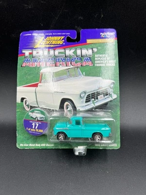 Johnny Lightning 1955 Chevy Cameo Truck Blue Truckin America Playing Mantis - Image 1 of 2