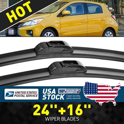 24"+16" All Season Front Windshield Wiper Blades For Mitsubishi Mirage 2014-2018 - Image 1 of 4