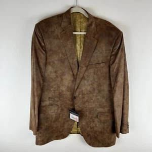 $495 Macys Cremieux Two Button Micro Suede Polyester Sport Coat Brown Size 46L - Bild 1 von 11