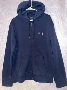 Polo Ralph Lauren Full Zip Felpa con Cappuccio Blu Navy Felpa Giacca Pony Logo Uomo L - Foto 1 di 9