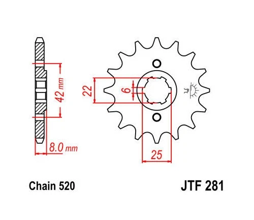 Roda dentada dianteira JT 520 14T #JTF281.14 Honda XR600R/XR500R/XL500S/XR500/XL250R - Imagem 1 de 1