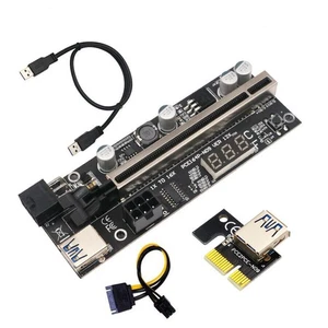 PCI-E X1 to X16 Adapter Dual 6P For Graphic Card GPU Mining w/Temperature Sensor - Zdjęcie 1 z 8
