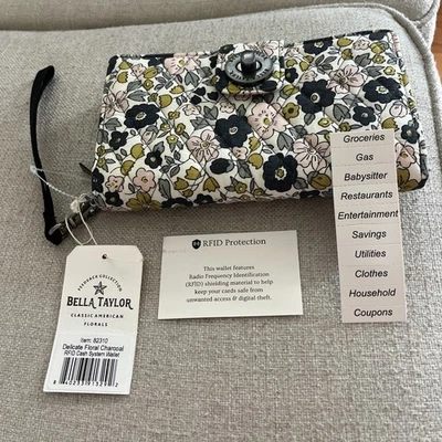 Bolso sin asas Bella Taylor RFID Muñequera Sistema de Efectivo Cartera Sobre de Efectivo Chequera Nuevo con Etiquetas Foto 1 de 4
