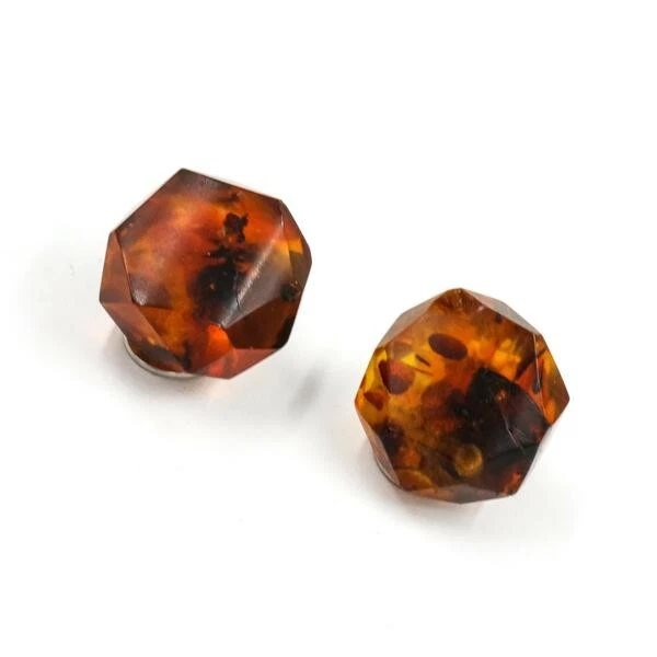 Ohrclips Ohrringe mit Bernstein natürlich in 835er Silber Antik top! - Bild 1 von 4