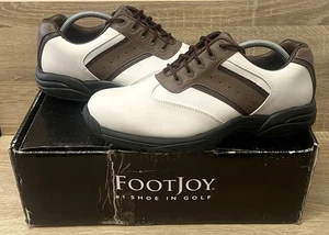 FootJoy GreenJoys 2011 White & Brown Golf Shoes Men's (UK Size 8) (45406K) VGC - Picture 1 of 24