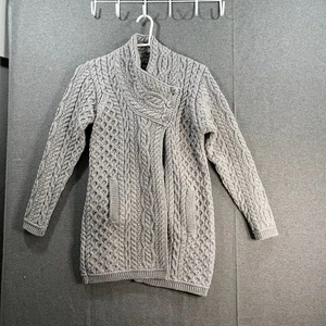 Aran Craft Merino Wool Women's Sweater Button Coller Soft Grey Size X-Small - Picture 1 of 11