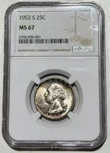 1952 S Washington Quarter NGC MS-67 some Rainbow Toning - Picture 1 of 2